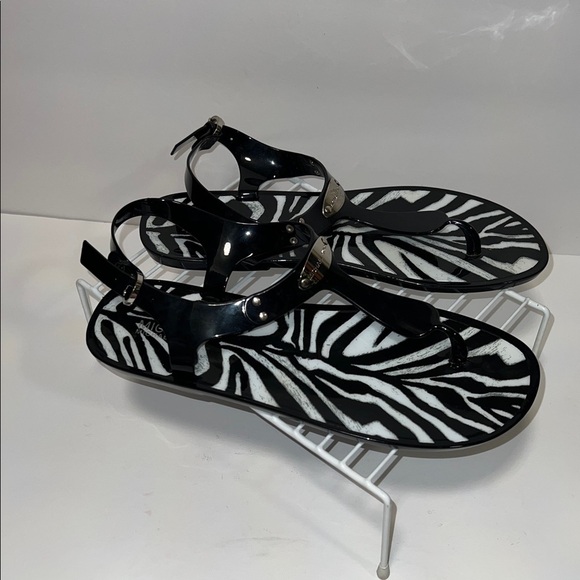 Michael Kors Zebra Jelly Sandals, Black & White, Women 10 - Picture 4 of 5